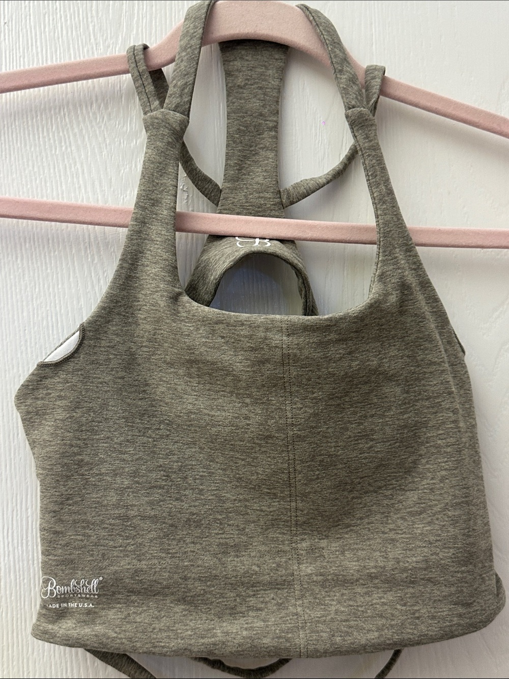 Bombshell Sportswear Olive Green Racerback Sports Bra